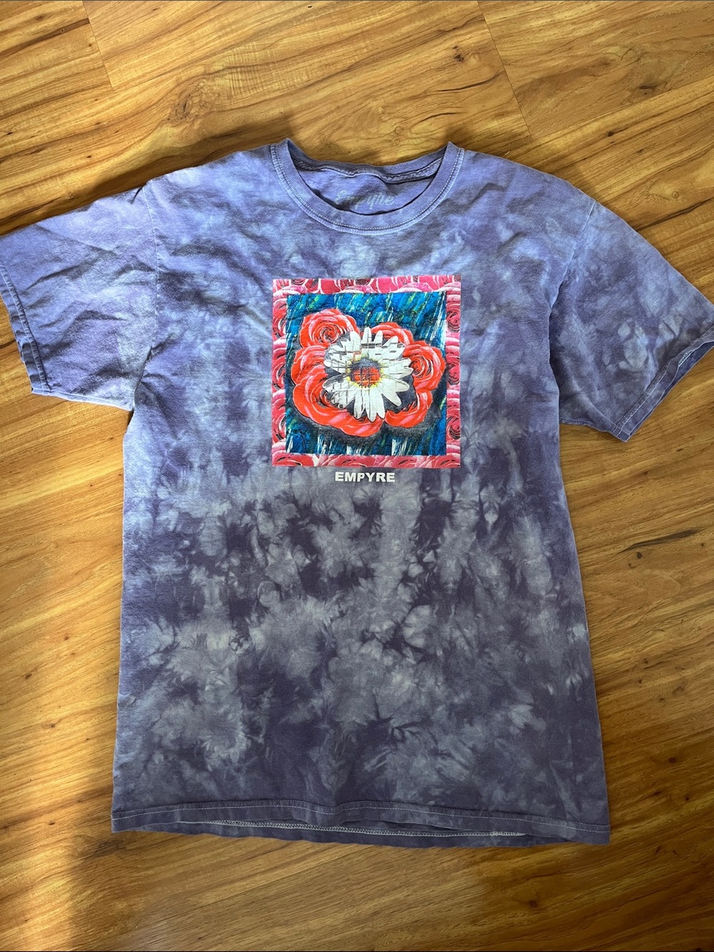 Empyre Purple Tie-Dye Floral Chest Graphic Tee